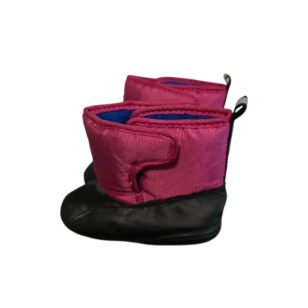Polo Ralph Lauren Birta Pink Black Infant Snow Boots Size 3 USA Pony Logo Fleece